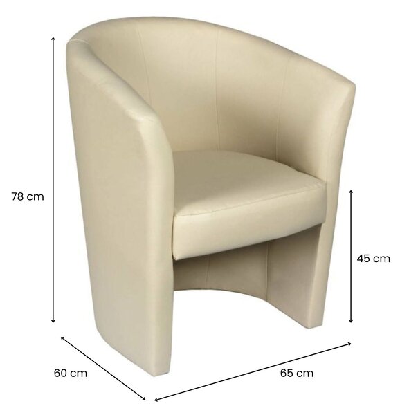 Poltrona moderna in ecopelle con braccioli beige - Ago