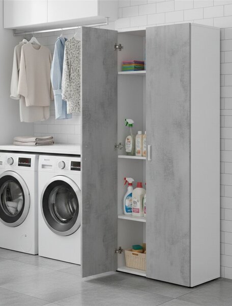 Armadio cemento e bianco cucina 80x182h cm - Ashkita