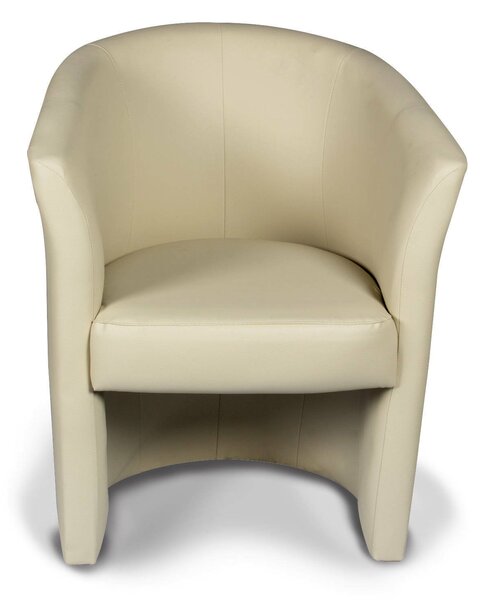 Poltrona moderna in ecopelle con braccioli beige - Ago