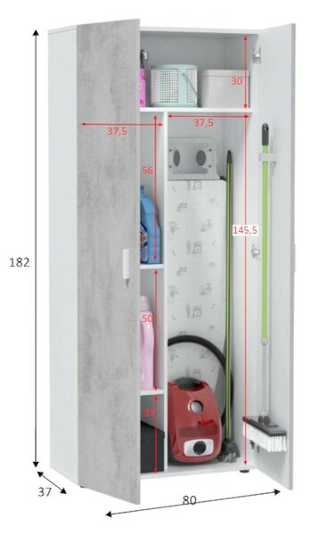 Armadio cemento e bianco cucina 80x182h cm - Ashkita