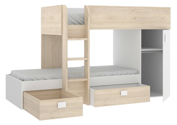 Composizione camera da letto Pax, 255x112h150 cm, Bianco e Rovere