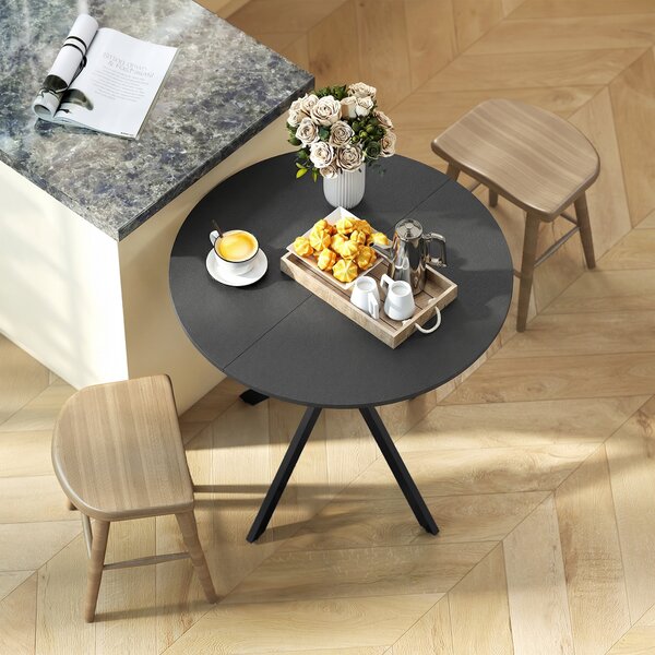 HOMCOM Tavolo da cucina rotondo, 80 cm, piano compatto, pannello truciolare, metallo, Nero | Aosom Italy