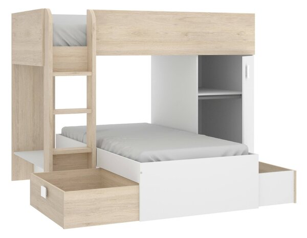 Composizione camera da letto Pax, 255x112h150 cm, Bianco e Rovere