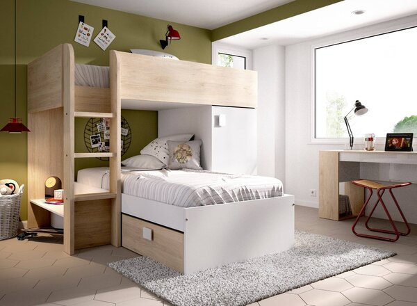 Composizione camera da letto Pax, 255x112h150 cm, Bianco e Rovere