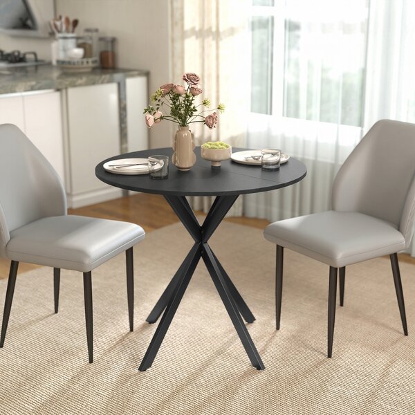 HOMCOM Tavolo da cucina rotondo, 80 cm, piano compatto, pannello truciolare, metallo, Nero | Aosom Italy