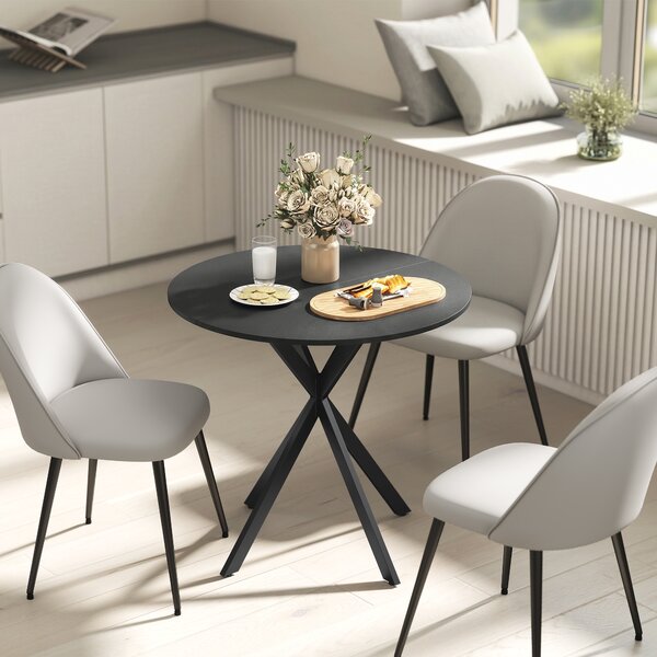 HOMCOM Tavolo da cucina rotondo, 80 cm, piano compatto, pannello truciolare, metallo, Nero | Aosom Italy