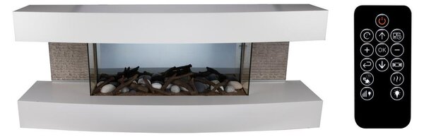 Camino elettrico Classic Fire Montreal Camino elettrico 2000W - con riscaldamento e fuoco aperto - Camino decorativo con LED - Termostato regolabile - Telecomando incluso - Bianco
