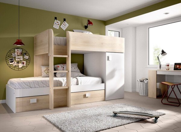 Composizione camera da letto Pax, 255x112h150 cm, Bianco e Rovere