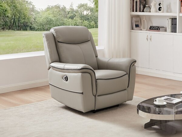 Poltrona relax elettrica in Pelle Grigio - ADELIO