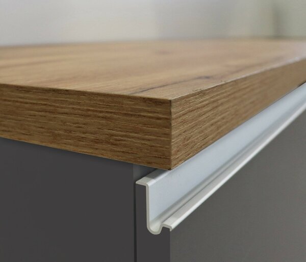 Isola centrale cucina design 155x90x90h cm antracite e rovere - Tartaro