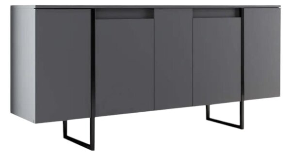 Credenza antracite e nera moderna 160x35x80h cm 4 ante - Arta