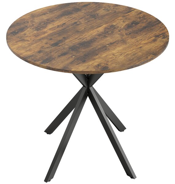 HOMCOM Tavolo da cucina rotondo, 80 cm, piano compatto, pannello truciolare, metallo, Marrone rustico | Aosom Italy