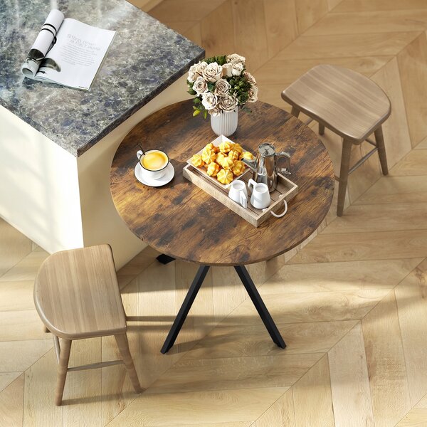 HOMCOM Tavolo da cucina rotondo, 80 cm, piano compatto, pannello truciolare, metallo, Marrone rustico | Aosom Italy