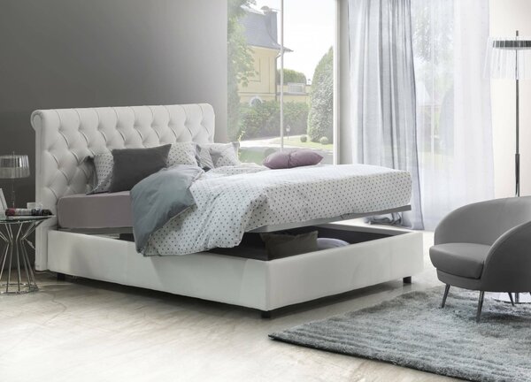 Letto matrimoniale contenitore bianco 175x205cm elegante - Arnorld