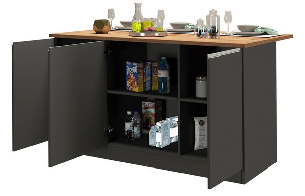Isola centrale cucina design 155x90x90h cm antracite e rovere - Tartaro