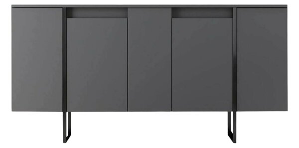 Credenza antracite e nera moderna 160x35x80h cm 4 ante - Arta