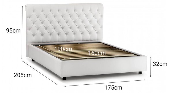 Letto matrimoniale contenitore bianco 175x205cm elegante - Arnorld