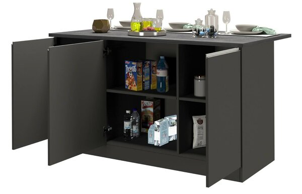 Isola cucina minimal con ante 155x90x90h cm antracite e ardesia - Tartaro