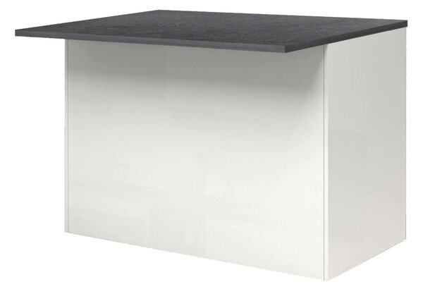 Isola cucina classica con piano snack 125x90x90h cm bianca lucida e ardesia - Analiza