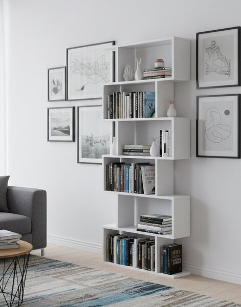 Libreria moderna bianca lucida 80x190h cm - As