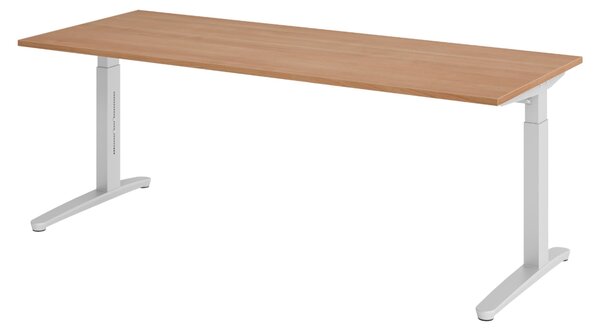Scrivania della serie bümö XB - Struttura: argento, finitura: noce, dimensioni: 200 x 80 cm