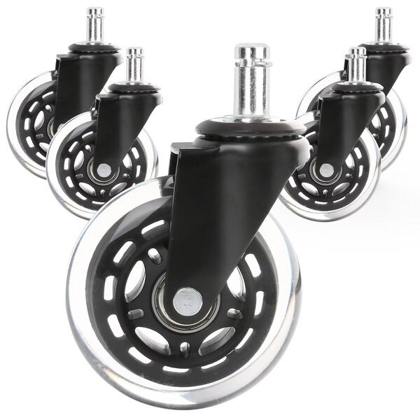 Ruote per sedie da ufficio, 11 mm x 22 mm, set da 5 pezzi, silenziose e antigraffio