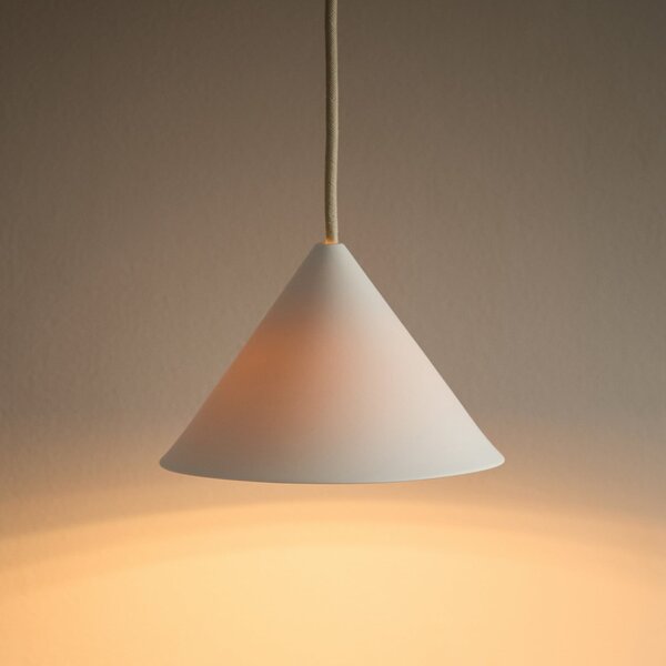 Lampada a sospensione Moebe, Ceramic Cone, dimmerabile, Bianco, Soggiorno, Ceramica, Design