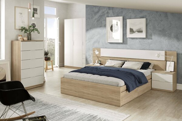 Cassettiera con maniglie rovere e bianca 60x110h cm - Armenia
