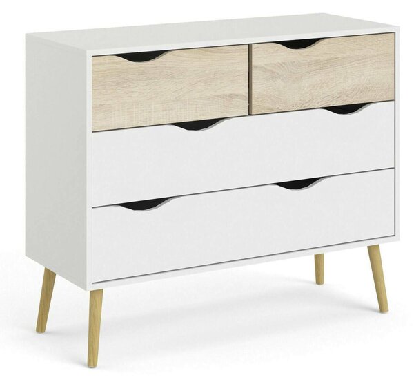 Cassettiera moderna bianca e quercia 98x81h cm - Azir