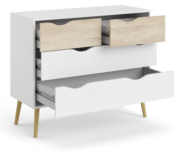 Cassettiera moderna bianca e quercia 98x81h cm - Azir