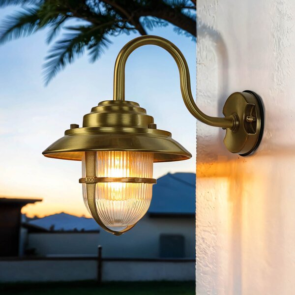 Lampada da parete per esterni IP64 E27 in ottone maritim Applique per esterni giardino terrazzo