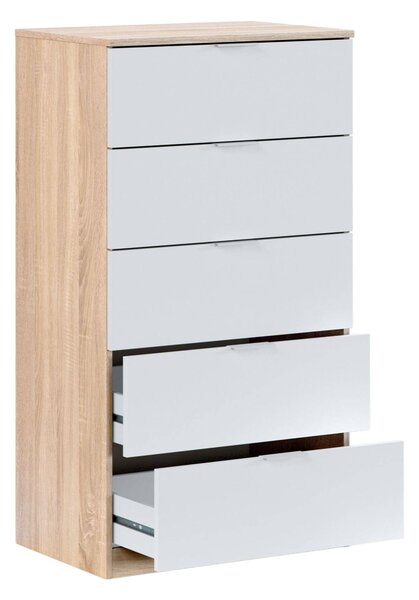 Cassettiera con maniglie rovere e bianca 60x110h cm - Armenia
