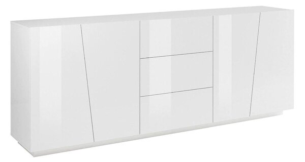 Credenza bianco lucida 220x43x86h cm 4 ante e 3 cassetti - Ayrton