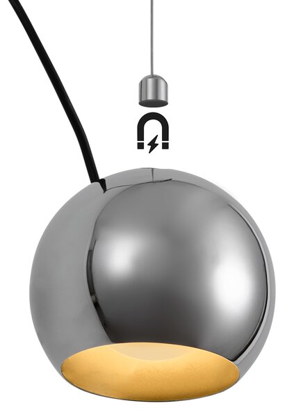 Lampada a sospensione di design cromata per sistema a binario monofase - Slimline Sara