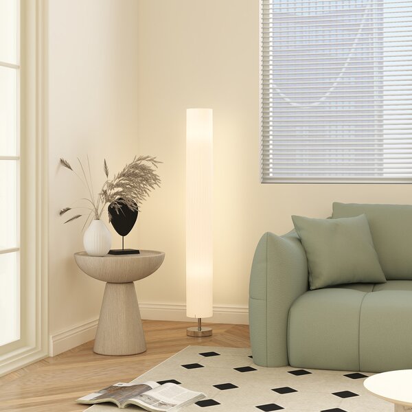 HOMCOM Lampada da terra per soggiorno con paralume in poliestere, 2 x E27 per camera da letto 14 x 14 x 120 cm | Aosom Italy