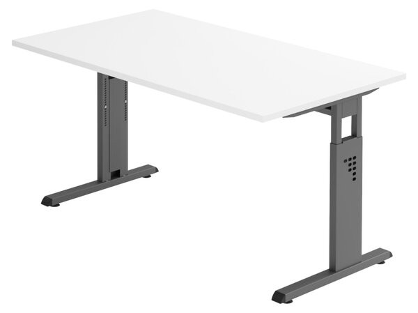 Scrivania della serie "O" di bümö - Finitura: bianco, struttura: grafite, dimensioni: 140 x 80 cm