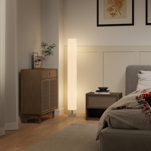 HOMCOM Lampada da terra per soggiorno con paralume in poliestere, 2 x E27 per camera da letto 14 x 14 x 120 cm | Aosom Italy