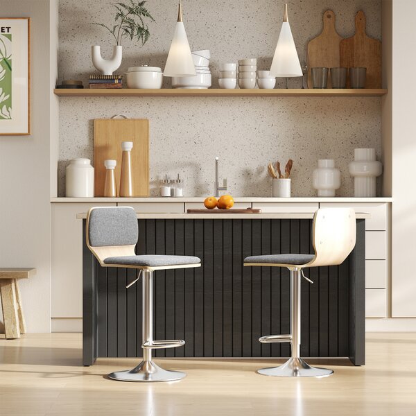 HOMCOM Set da 2 sgabelli da bar sgabelli regolabili in altezza schienale poggiapiedi girevoli 360° 41x47,5x81-102cm grigio | Aosom Italy