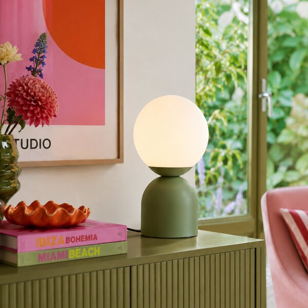 Lampada da tavolo Hotel Chic verde con vetro opalino - Pallon Trend