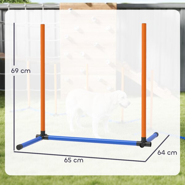 PawHut Set Agility per Cani 3 pezzi Attrezzatura Agility con pali da slalom Borsa da trasporto Set di allenamento per tutte le taglie Arancione | Aosom Italy
