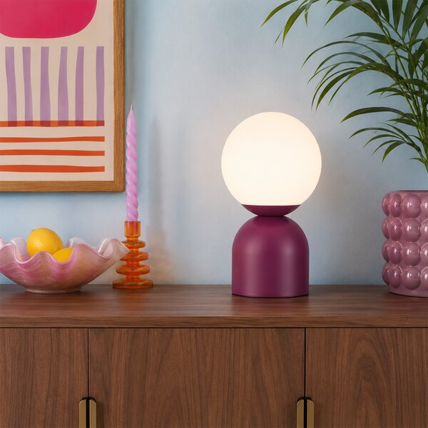 Lampada da Tavolo Hotel Chic Viola con Vetro Opale - Pallon Trend