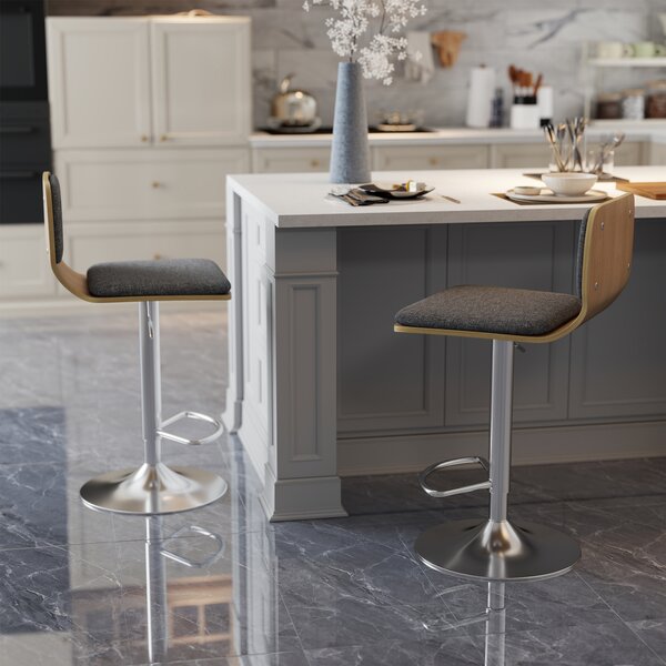 HOMCOM Set da 2 sgabelli da bar sgabelli regolabili in altezza schienale poggiapiedi girevoli 360° 41x47,5x81-102cm grigio | Aosom Italy