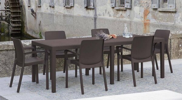 Tavolo da giardino allungabile 8-10 posti 150/220x90cm marrone - Abbaviva