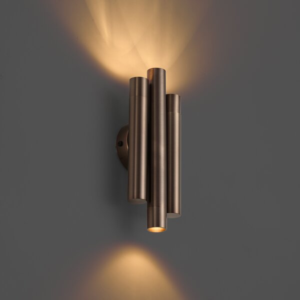 Lampada da parete moderna bronzo scuro 3 luci - Pipes