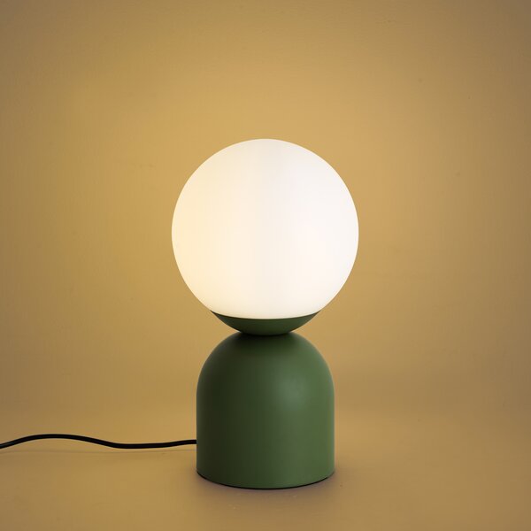 Lampada da tavolo Hotel Chic verde con vetro opalino - Pallon Trend