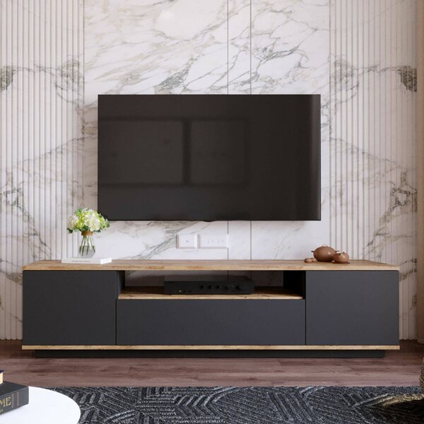 Mobile TV quercia e antracite 180x44x44h cm 2 ante - Asellina