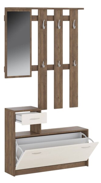 Mobile da ingresso sospeso con scarpiera bianco e quercia 100x190h cm - Garolfo