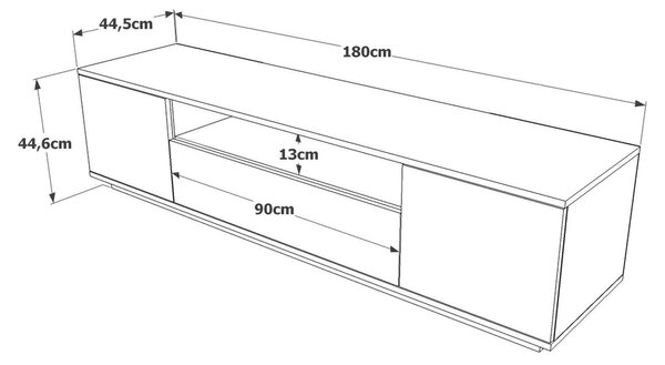 Mobile TV quercia e antracite 180x44x44h cm 2 ante - Asellina