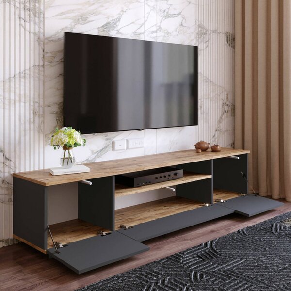 Mobile TV quercia e antracite 180x44x44h cm 2 ante - Asellina
