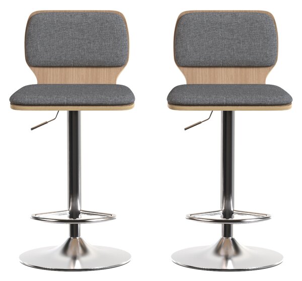 HOMCOM Set da 2 sgabelli da bar sgabelli regolabili in altezza schienale poggiapiedi girevoli 360° 41x47,5x81-102cm grigio | Aosom Italy